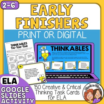 Preview of Early Finishers Task Cards for English Language Arts Fast Finishers