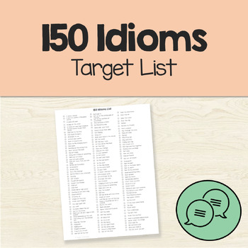 Preview of 150 Idioms Figurative Language Target List