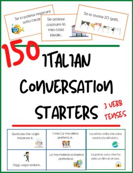 Preview of 150 Italian Conversation Starters BUNDLE!!! - Present, Past, 2nd Conditional