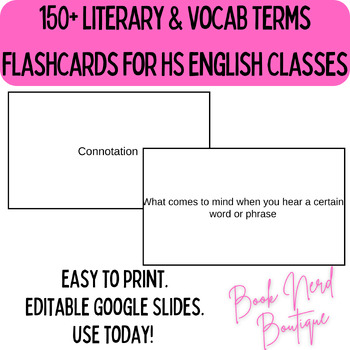 Preview of 150+ Literary Terms Flashcards for High School English