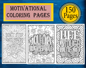 Preview of 150 Motivational Positive Quote Coloring Pages
