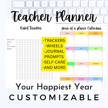 Preview of 150 Pages Colorful Professional and Personal Teacher Planner Journal in White