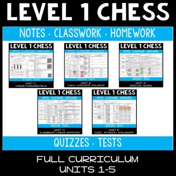 Preview of 150+ Pages LEVEL 1 FULL CHESS CURRICULUM/CHESS WORKSHEETS