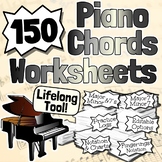 150 Piano Chords Worksheets | Tests Quizzes Homework Sub W