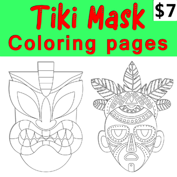 hawaiian tiki masks coloring pages