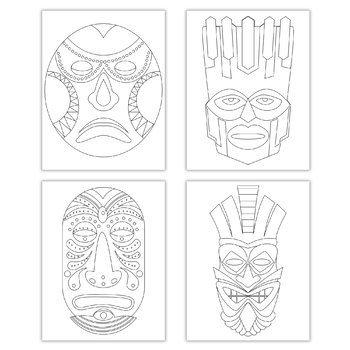150 Tiki Mask Coloring Pages | Art History Lessons | Printable Coloring ...