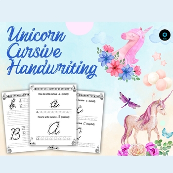 Preview of 150 Unicorn Cursive Handwriting Practice: Alphabet, Words, Sentences