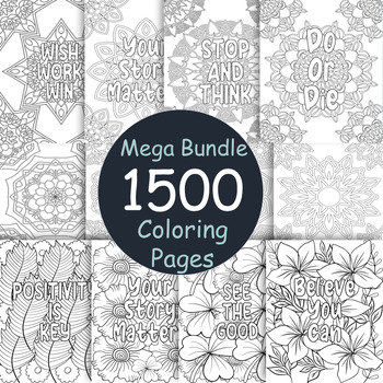 Preview of 1500 Affirmation Coloring Pages | Mandala Coloring Pages | Floral Coloring Pages