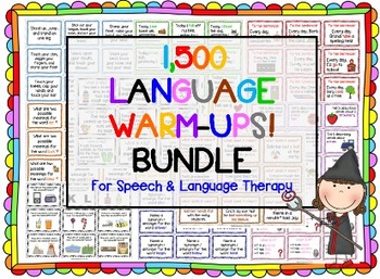 Preview of 1,500 Language Warm-Ups BUNDLE! Speech therapy/ESL Grammar, fig. language, c