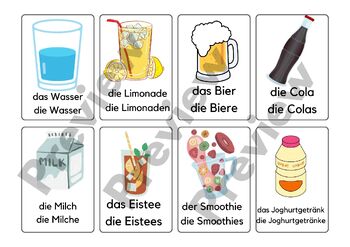 Preview of 152 GERMAN FLASHCARDS on Clothing, Food and Animals!!!