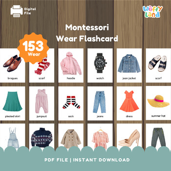 Preview of 153 Montessori Waer Flashcard, Real Image, Flashcard Nomenclature, Preschool Tod