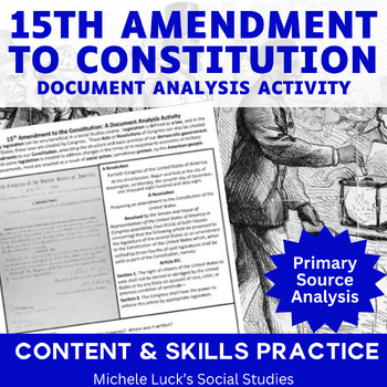 Preview of 15th Amendment Document Analysis Activity Homework