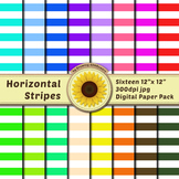 16 12x12 Digital Paper Set: Horizontal Stripes; Scrapbooki