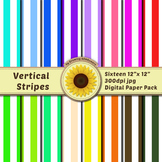 16 12x12 Digital Paper Set: Vertical Stripes; Scrapbooking