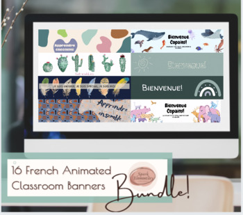 Preview of 16 Animated French Google Classroom Banners Bundle!