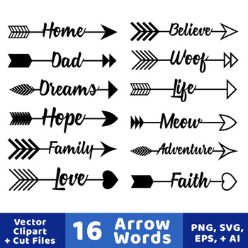 Download 16 Arrow Words Clipart, Arrow Words SVGs, Vector Clipart, Arrows with Words