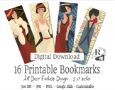 16 Art Deco Fashion Bookmarks - Editable, Personalize, Cus