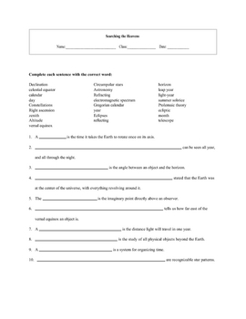 Preview of 16 Astronomy Worksheets with keys