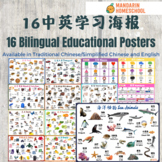 16 Bilingual Chinese English Learning Posters Bundle(Tradi