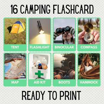 Preview of 16 Camping Educational Printables Flashcards Educational Activities Montessori