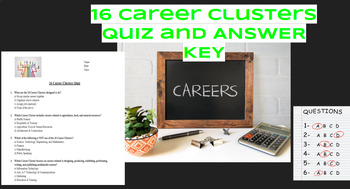 Preview of 16 Career Clusters Quiz *answer key included*