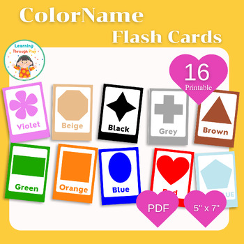 Preview of 16 Color Cards, Montessori flashcards, Pre-School Cards,