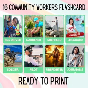 Preview of 16 Community Service Educational Printables Flashcards Activities Montessori