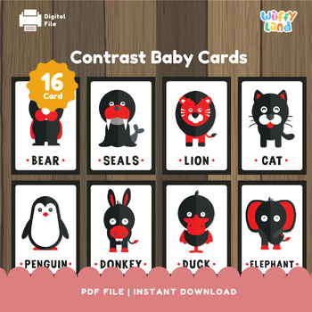 Preview of 16 Contrast Baby Cards, High Contrast Stimulation, Montessori Cards, Picture Car