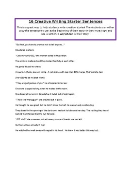 english creative writing sentence starters
