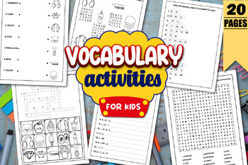 Preview of Crossword, Missing Letters, Word Search, Scramble for Kids Vocabulary Activities