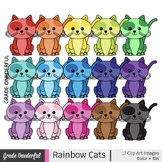 16 Cute Cats Clip Art in Rainbow Colors
