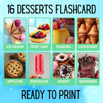 Preview of 16 Dessert Educational Printables Flashcards Educational Activities Montessori
