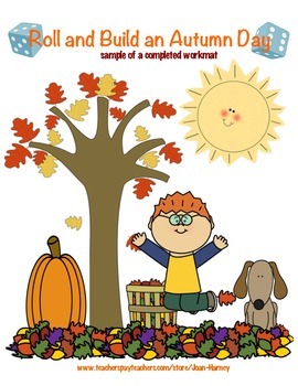 Preview of 16 Differentiated Addition Games:  Roll and Build an Autumn Day