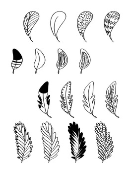 16 Doodle Feathers Hand Drawn Clipart | Tribal, Indian, Nature | PNG ...