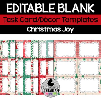 Preview of 16 Editable Christmas Joy Task Cards Decor Templates PPT or Slides™