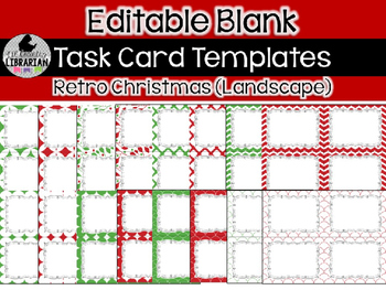 Preview of 16 Editable Task Card Templates Retro Christmas (Landscape) PowerPoint
