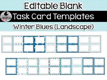 Preview of 16 Editable Task Card Templates Winter Blues (Landscape) PowerPoint