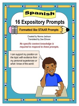 Preview of 16 Expository Prompts (STAAR format) for Writing (Spanish)