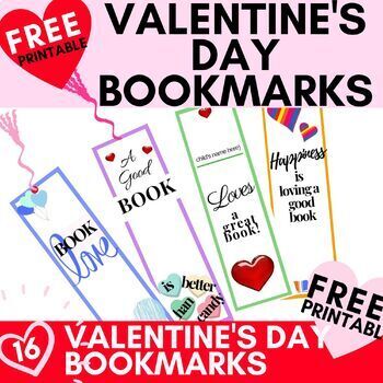 16 free printable valentine s day bookmarks by my three readers tpt