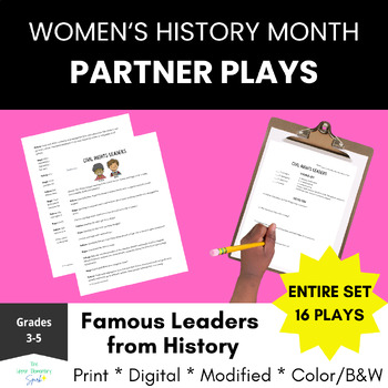 Preview of 16 Famous Female Leader Partner Plays for Women's History Month 3rd 4th 5th