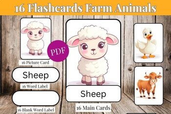 Preview of 16 Farm Animal Flashcards for Kids