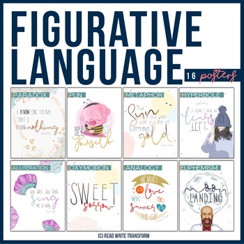 Preview of 16 Figurative Language Posters for Middle and High School Classroom