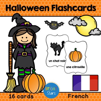 Preview of 16 French Halloween Flashcards