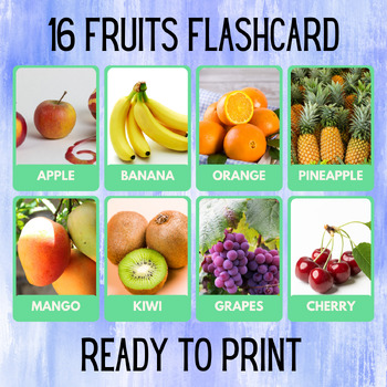 Preview of 16 Fruits Educational Printables Flashcards Educational Activities Montessori