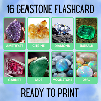 Preview of 16 Gemstone Educational Printables Flashcards Educational Activities Montessori