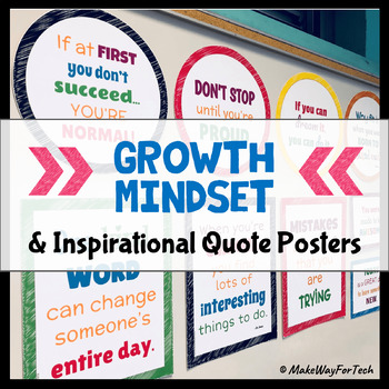 Preview of Growth Mindset Posters Bulletin Board | Inspirational Quote Posters Activities