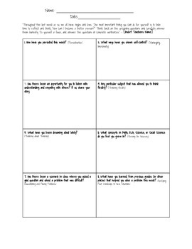 Preview of 16 Habits of Mind Reflection Graphic Organizer