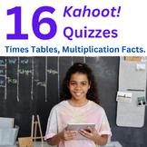 16 Kahoot Quizzes for Times Tables / Multiplication Facts. V2