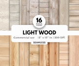 16 Light Wood Digital Papers, Seamless Patterns, Realistic