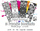 16 Mandala Coloring Page Bookmarks  Editable, Personalize,